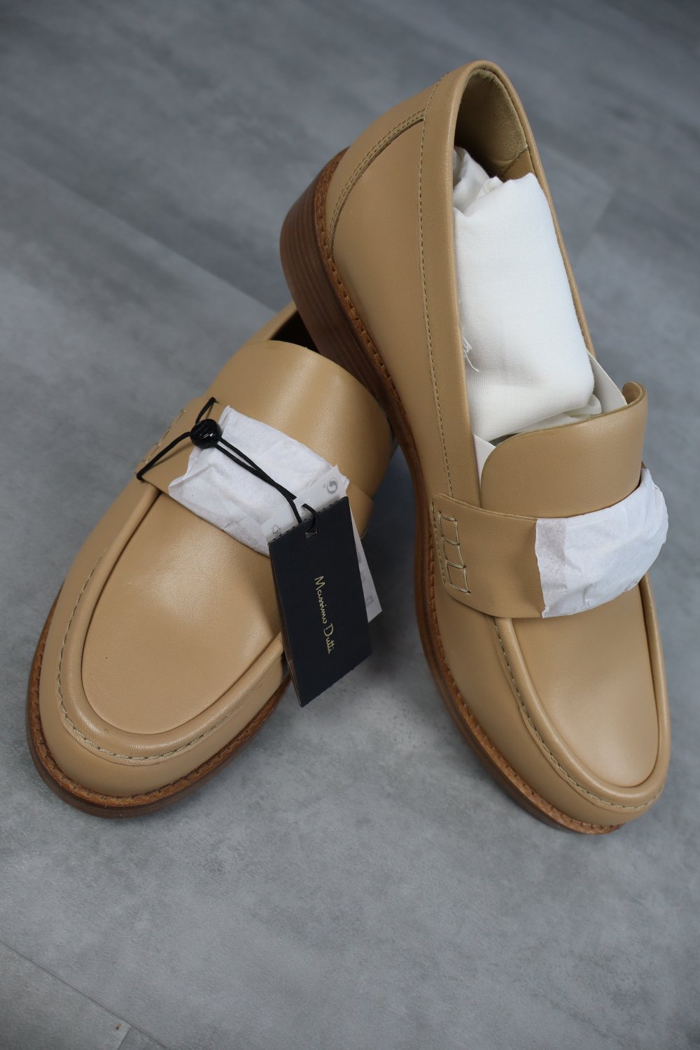 Massimo Dutti Leather Loafers with Metallic Detail