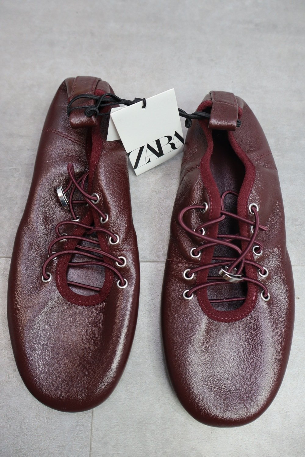 Zara Leather Ballet Flats with Laces