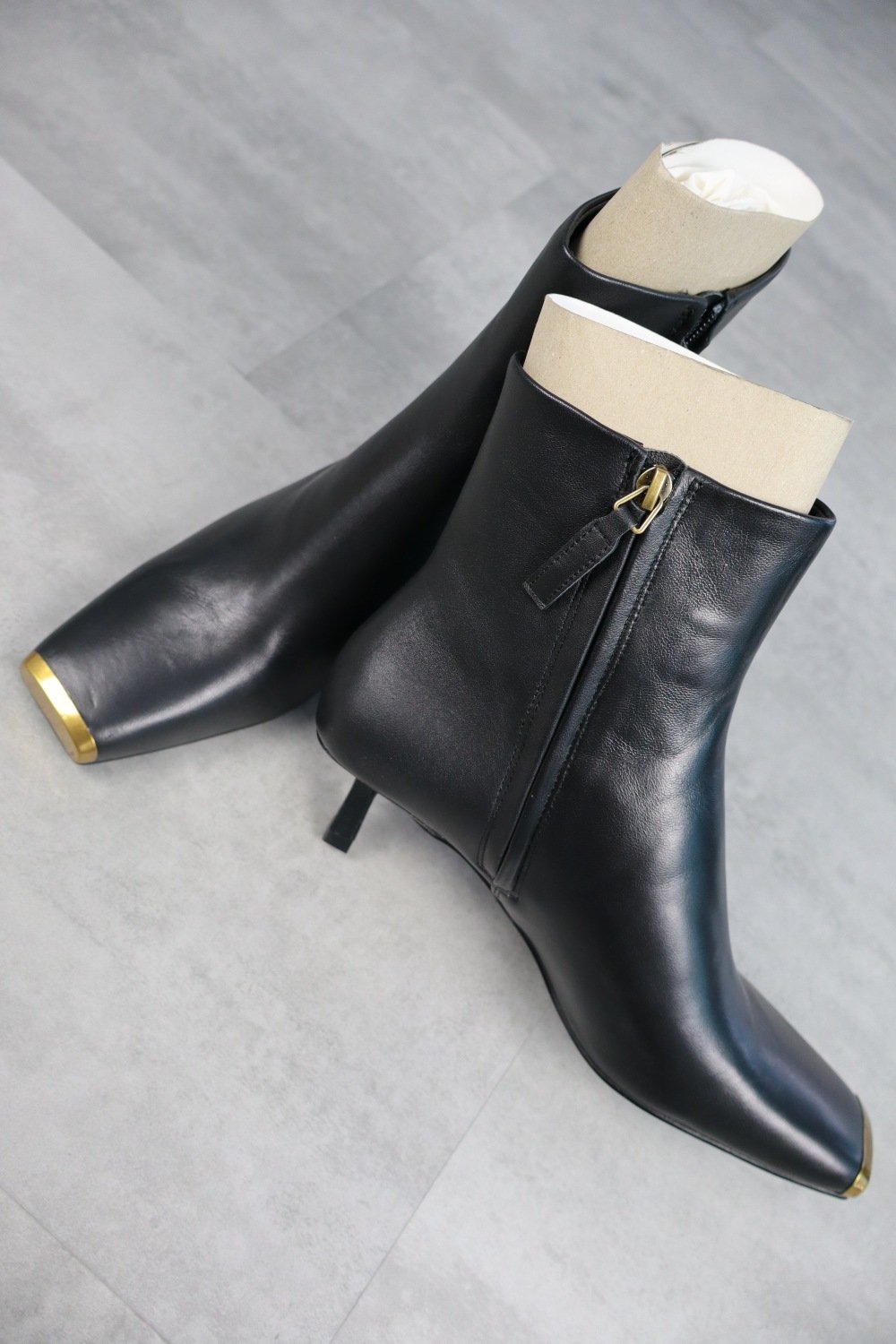 Massimo Dutti Leather Ankle Boots with Metal Toe
