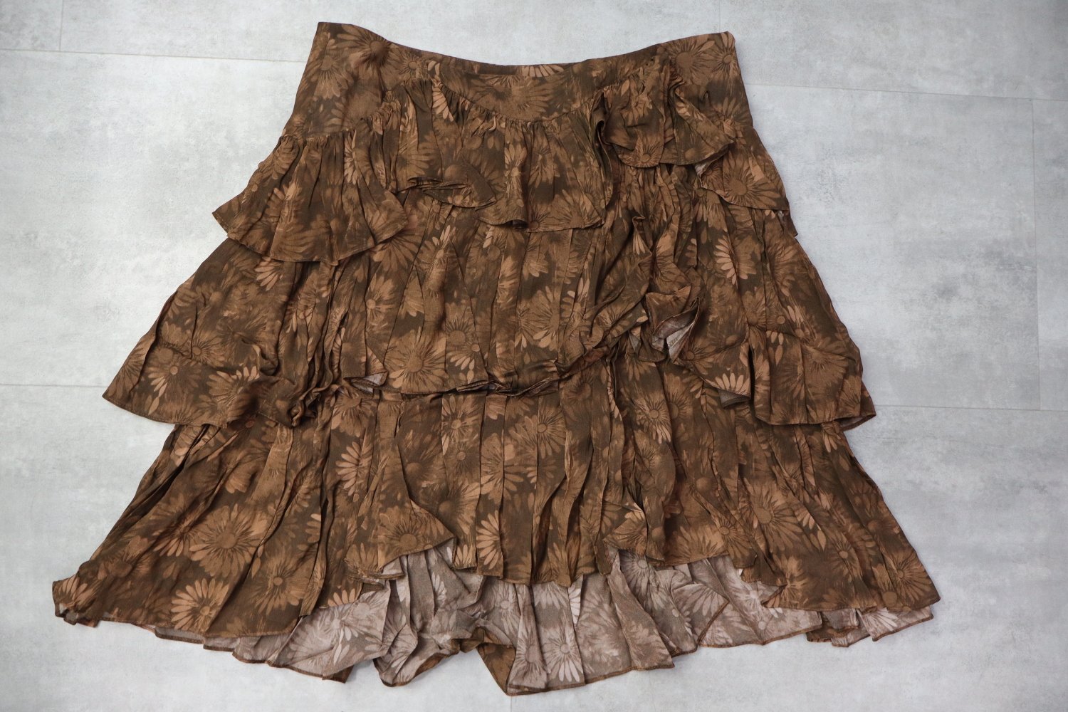 Massimo Dutti Floral Print Ruffled Skirt