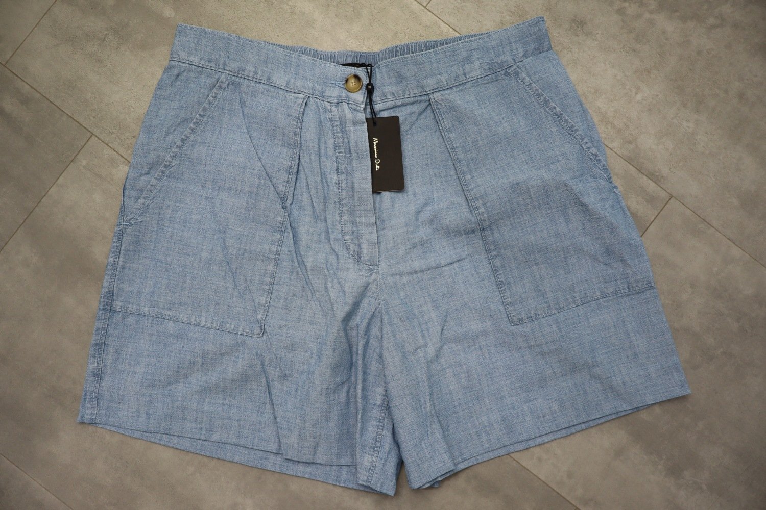 Massimo Dutti Denim Bermuda Shorts With Elastic Waistband