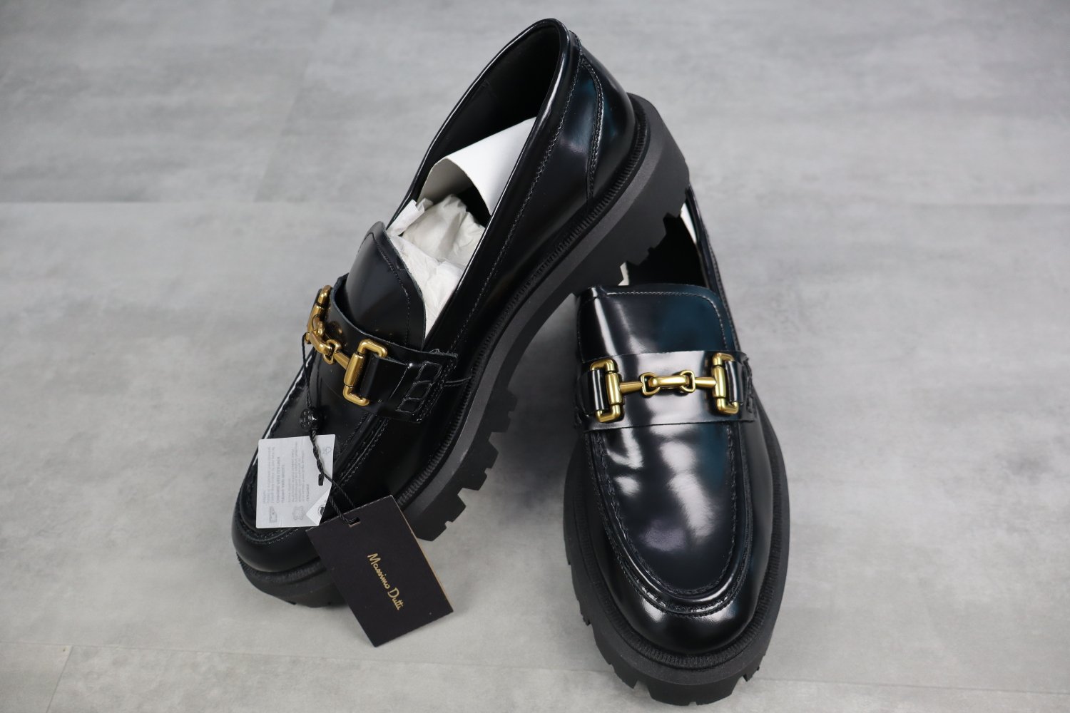 Massimo Dutti Leather Loafers with Metallic Detail