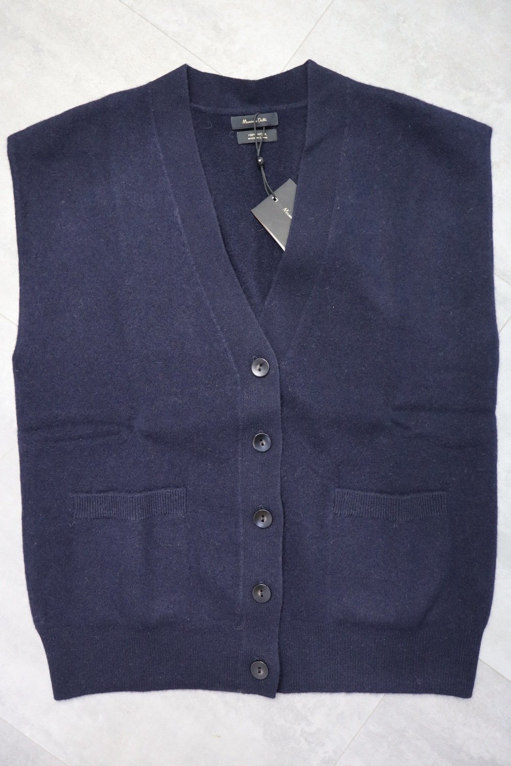Massimo Dutti 100% Wool Knit Waistcoat With Pockets