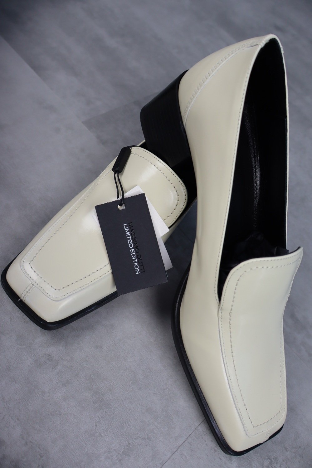 Massimo Dutti Square Toe Leather High Heels