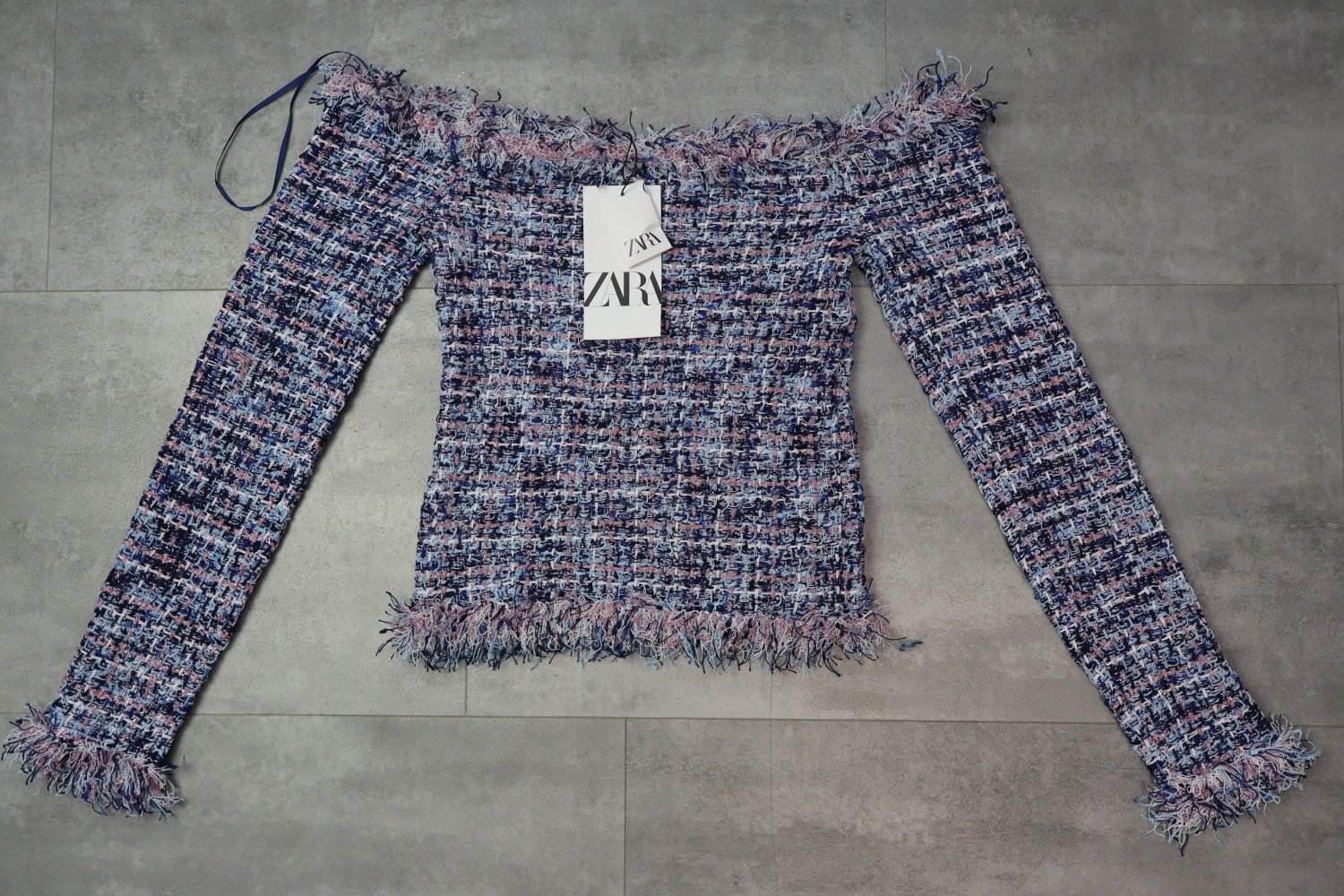 Zara Frayed Structured Top