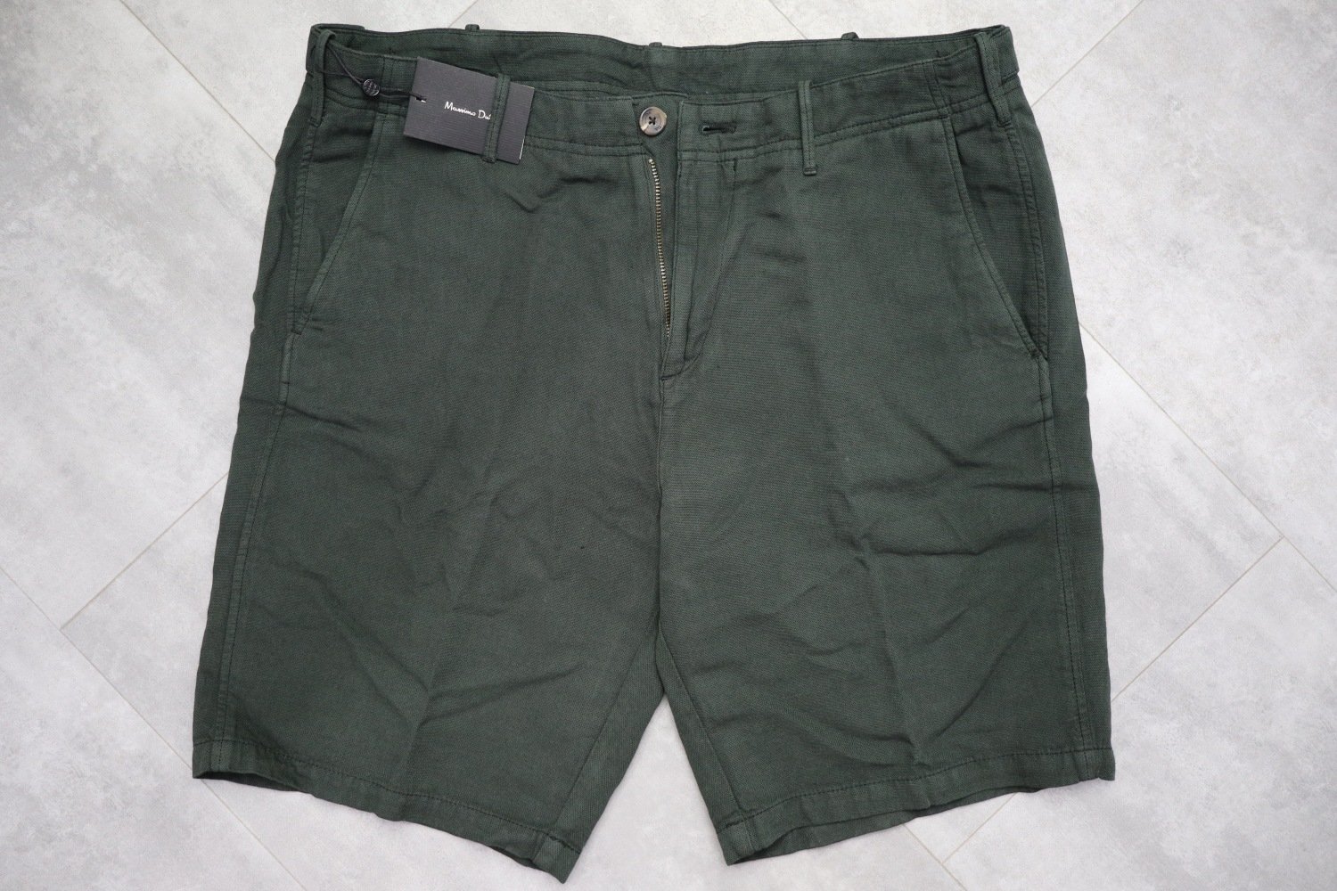 Massimo Dutti Cotton Blend Bermuda Shorts With Tab Details