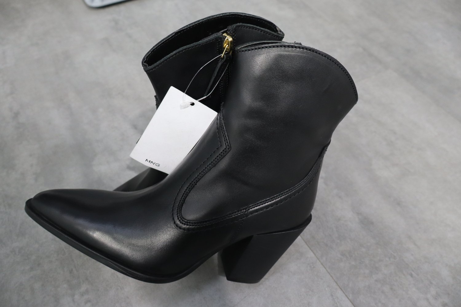 Mango Cowboy-Style Leather Ankle Boots