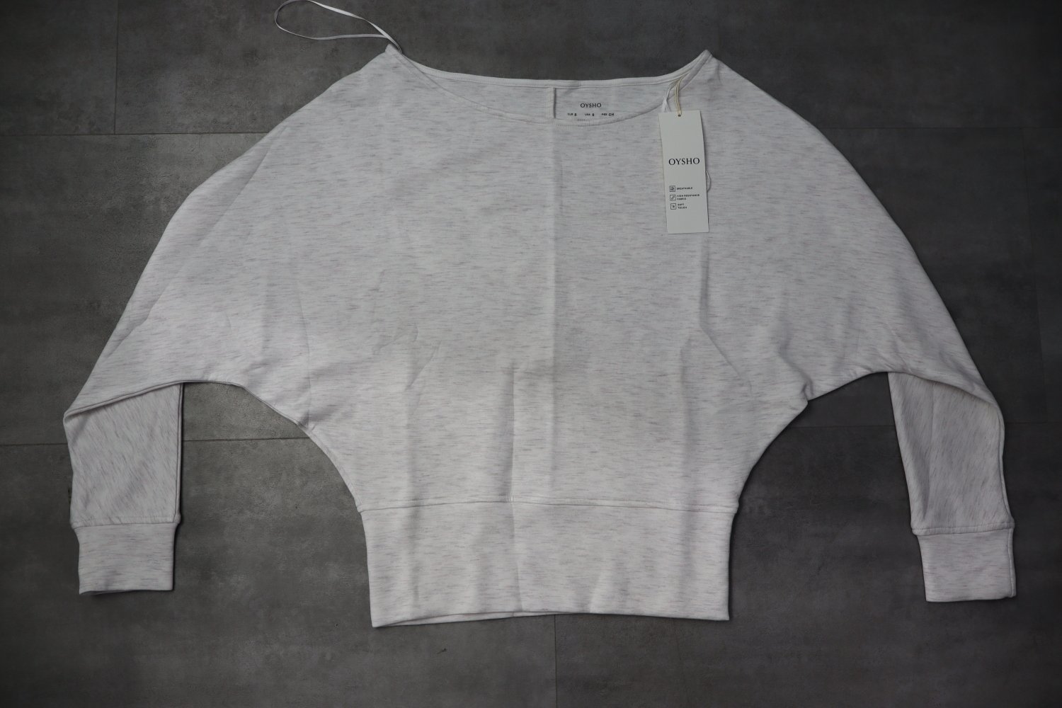 OYSHO Cropped Crossback Sweatshirt in Melange Modal