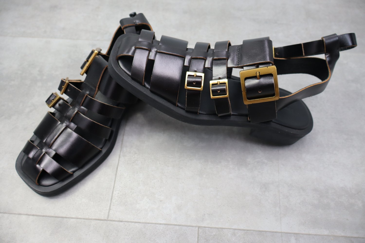 Massimo Dutti Leather Cage Sandals with Buckles