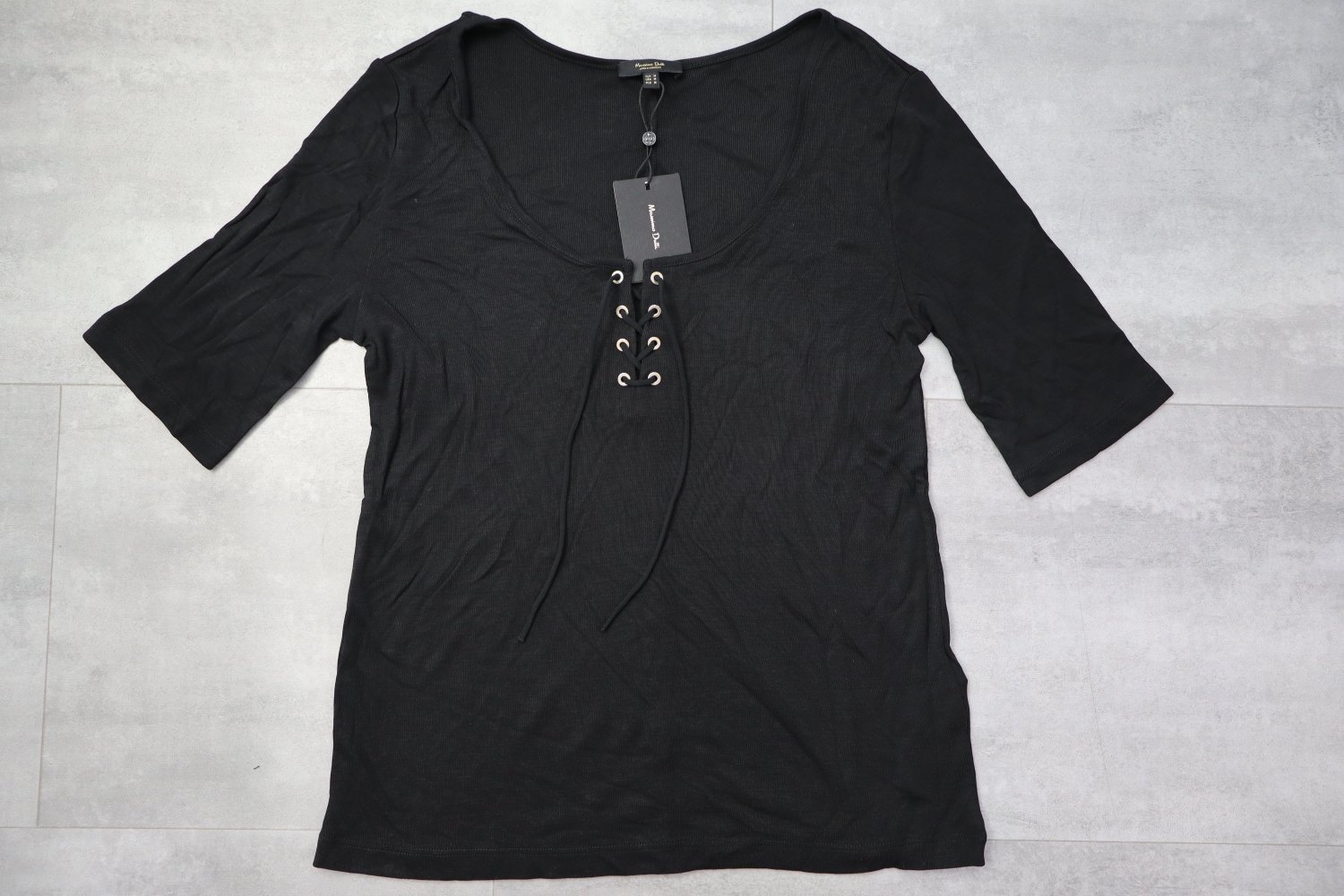 Massimo Dutti Lace-Up Neckline T-Shirt