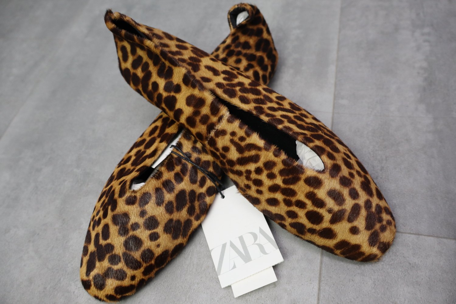 Zara Animal Print Leather Flats