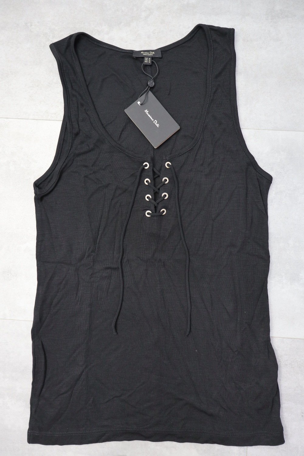Massimo Dutti Lace-Up Neckline Sleeveless T-Shirt