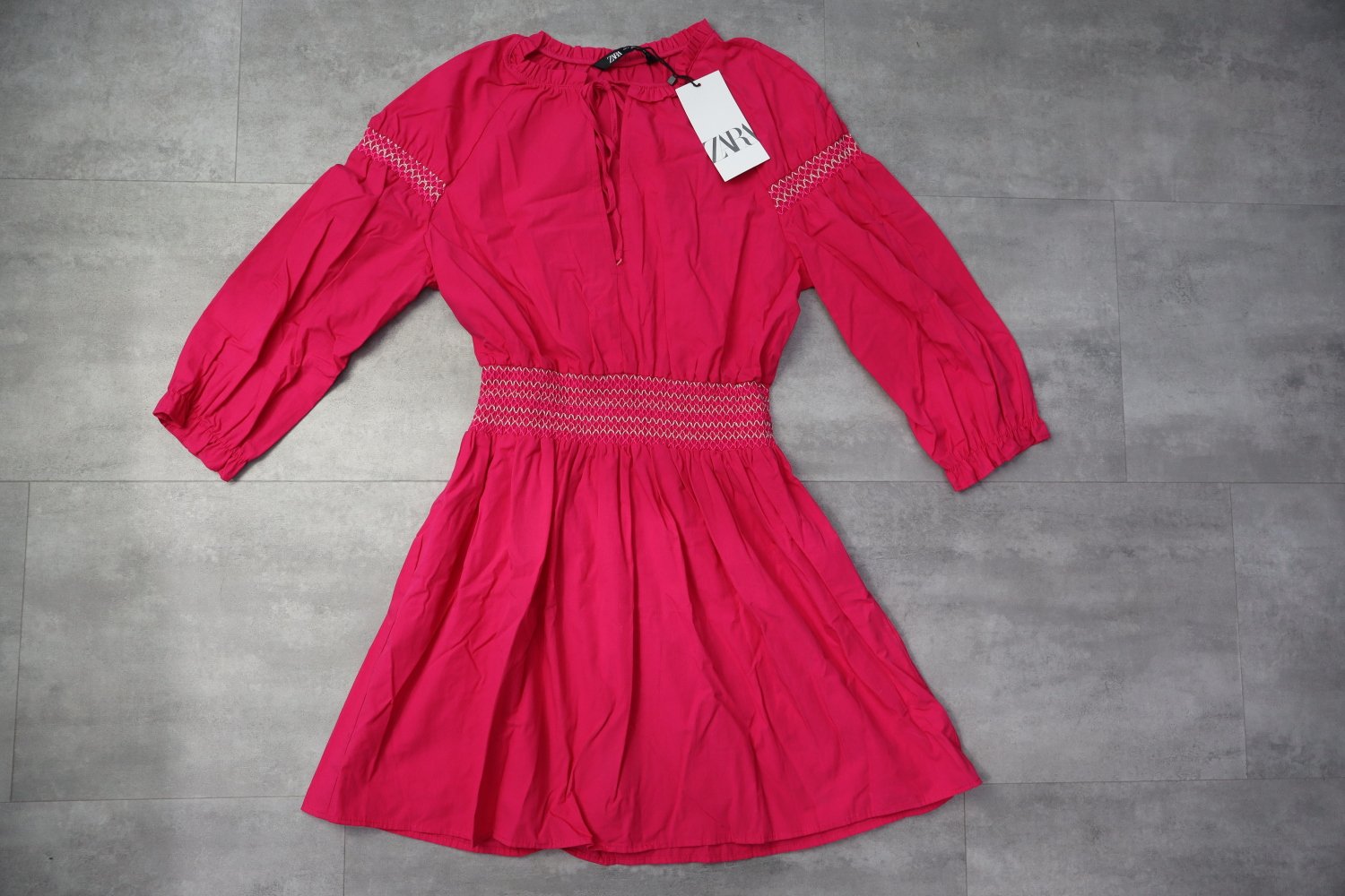 Zara Poplin Dress With Contrast Elastic Details